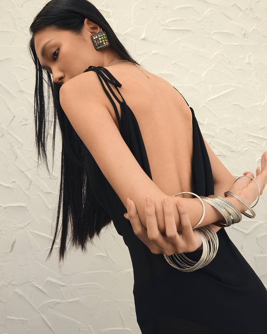 ZENYA MAXI SHEER DRESS - BLACK