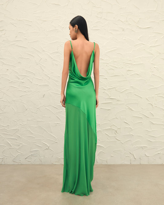 ZENYA MAXI SLIP DRESS - GREEN