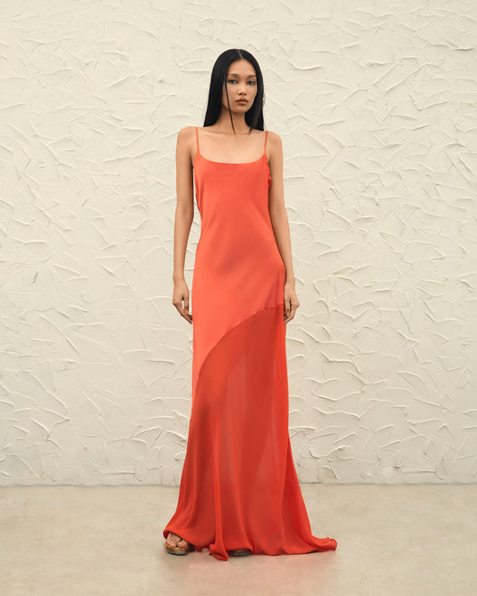 ZENYA MAXI SLIP DRESS - ORANGE
