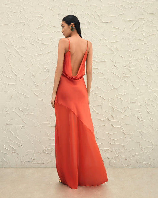 ZENYA MAXI SLIP DRESS - ORANGE