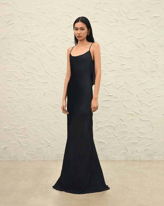 ZENYA MAXI SLIP DRESS - BLACK