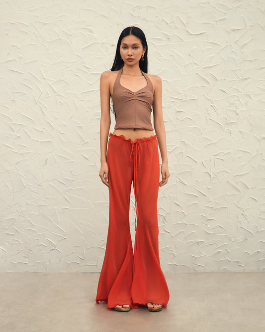 ZENYA SHEER PANTS - ORANGE