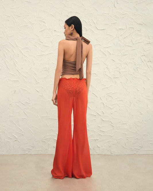 ZENYA SHEER PANTS - ORANGE