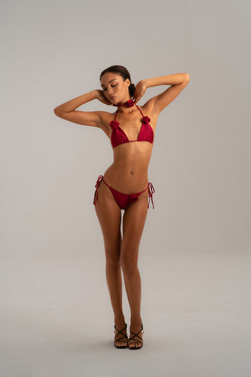 RED WINE ROSE RETRO TRIANGLE BIKINI