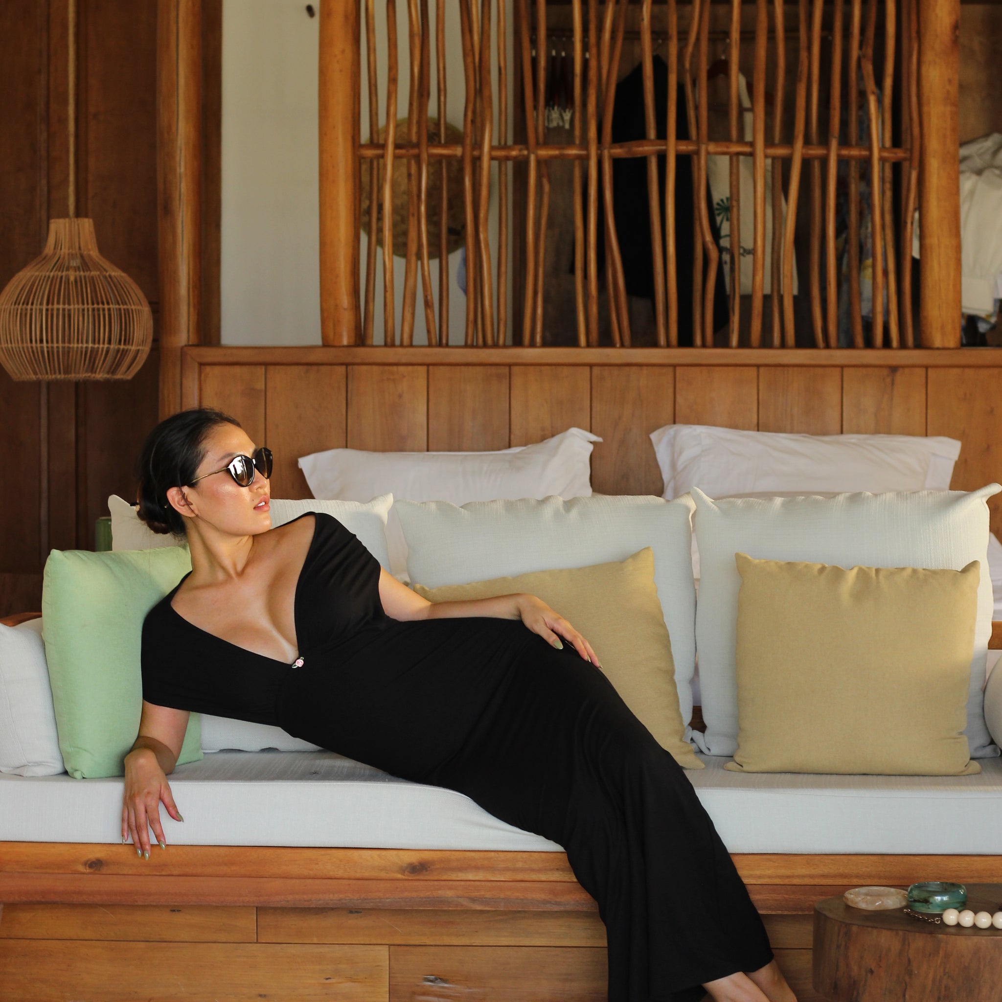 THALIA LONG DRESS - BLACK