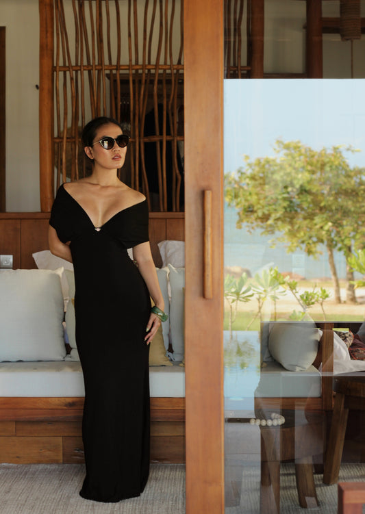 THALIA LONG DRESS - BLACK